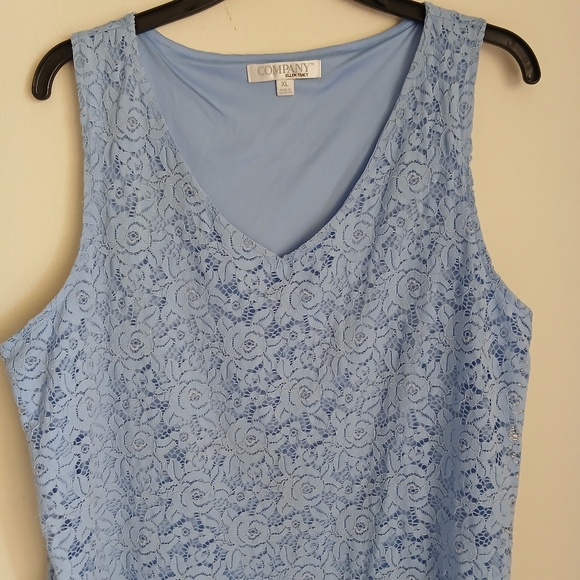 XL blue lace sleeveless tank by Company Ellen Tracy Blue lining - Picture 6 of 9